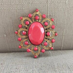 Arizona jean Women co ring coral color gold tone NWT